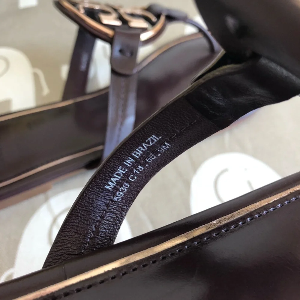 Tory Burch Women’s Dark Brown Miller Sandals with Gold Logo